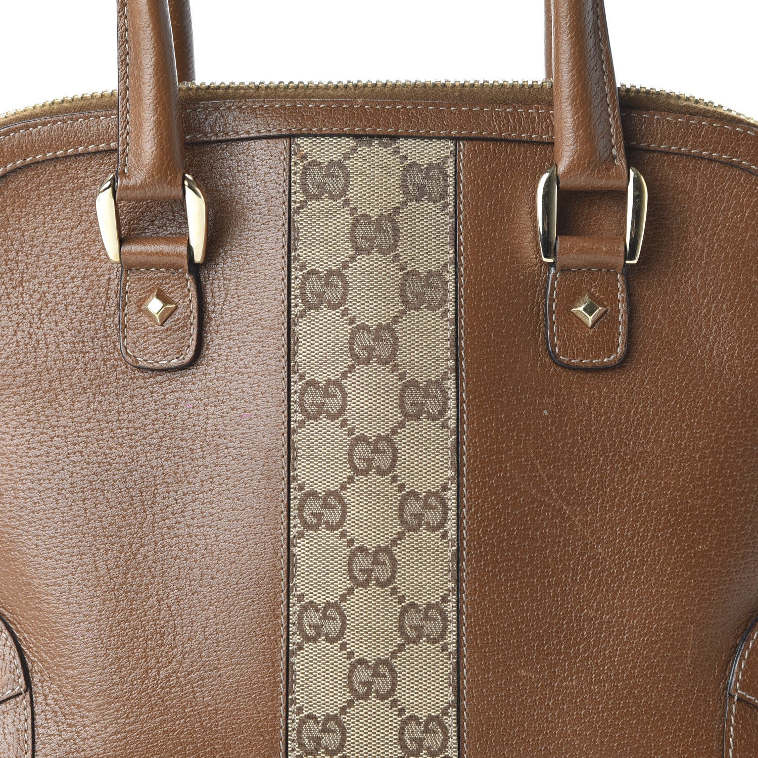 Gucci Calfskin GG Monogram Medium Horsebit Nail Dome Bag Dark Brown 10 of 10
