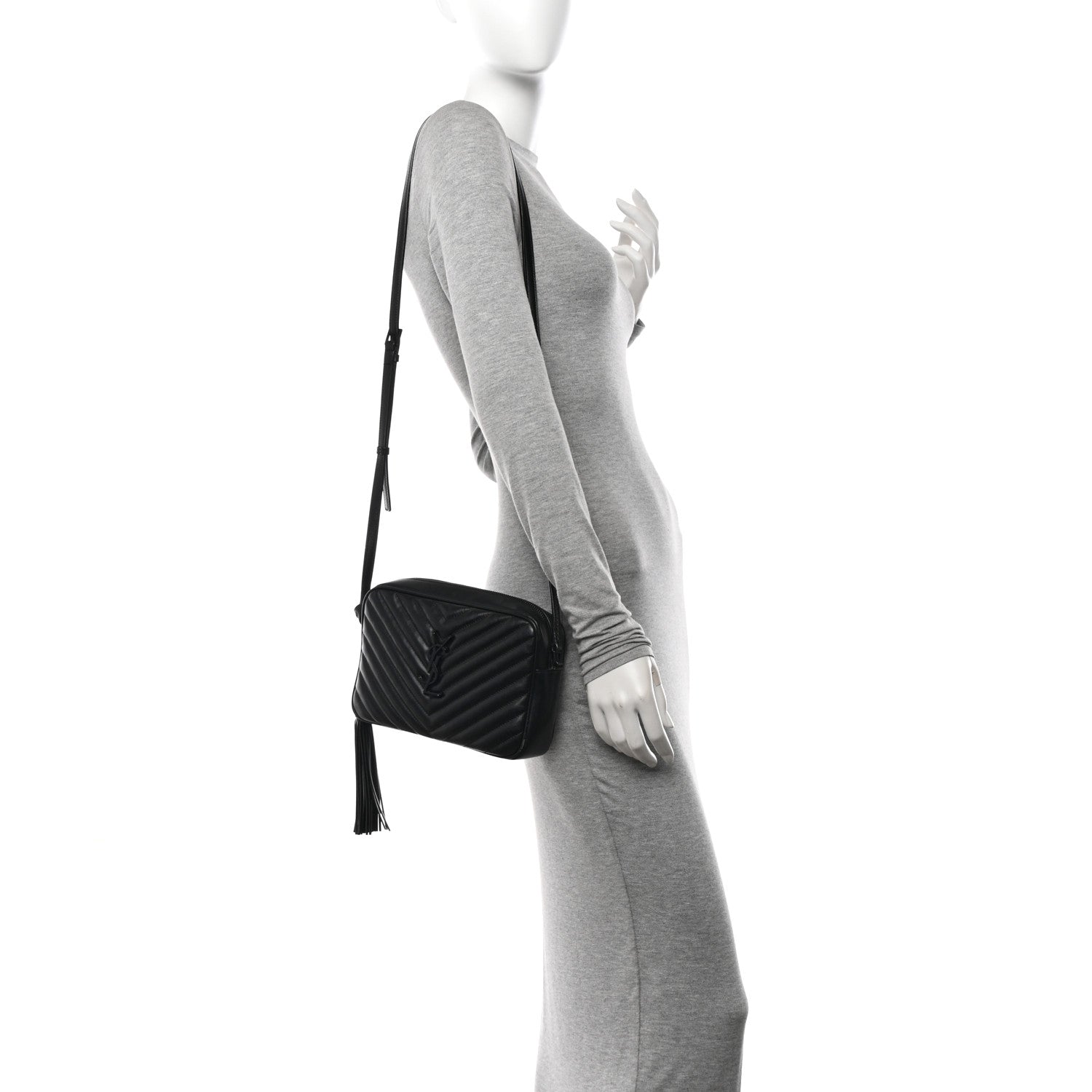 Saint Laurent Calfskin Matelasse Monogram Monochrome Lou Camera Bag Black 2 of 11