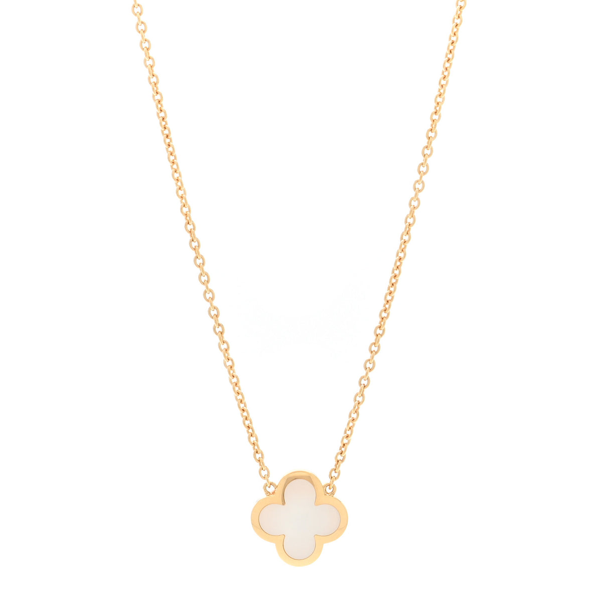Van Cleef & Arpels 18K Yellow Gold Mother of Pearl Pure Alhambra Pendant Necklace 1 of 6
