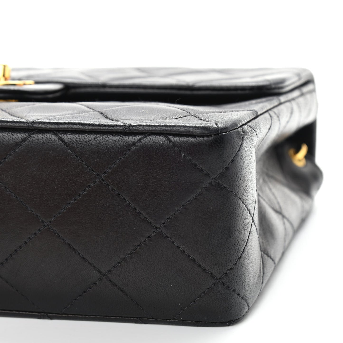 Lambskin Quilted Mini Square Flap Bag Black
