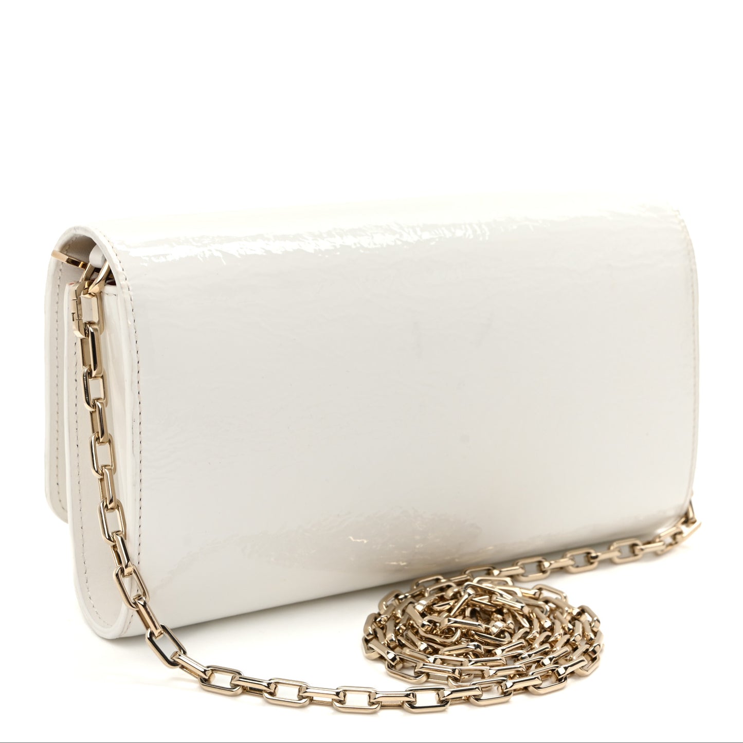 Patent Calfskin By My Side Wallet On Chain White