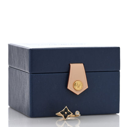 Louis Vuitton 18K Yellow Gold Diamond Black Onyx Mini Color Blossom Star Ring 51 5.75 5 of 5