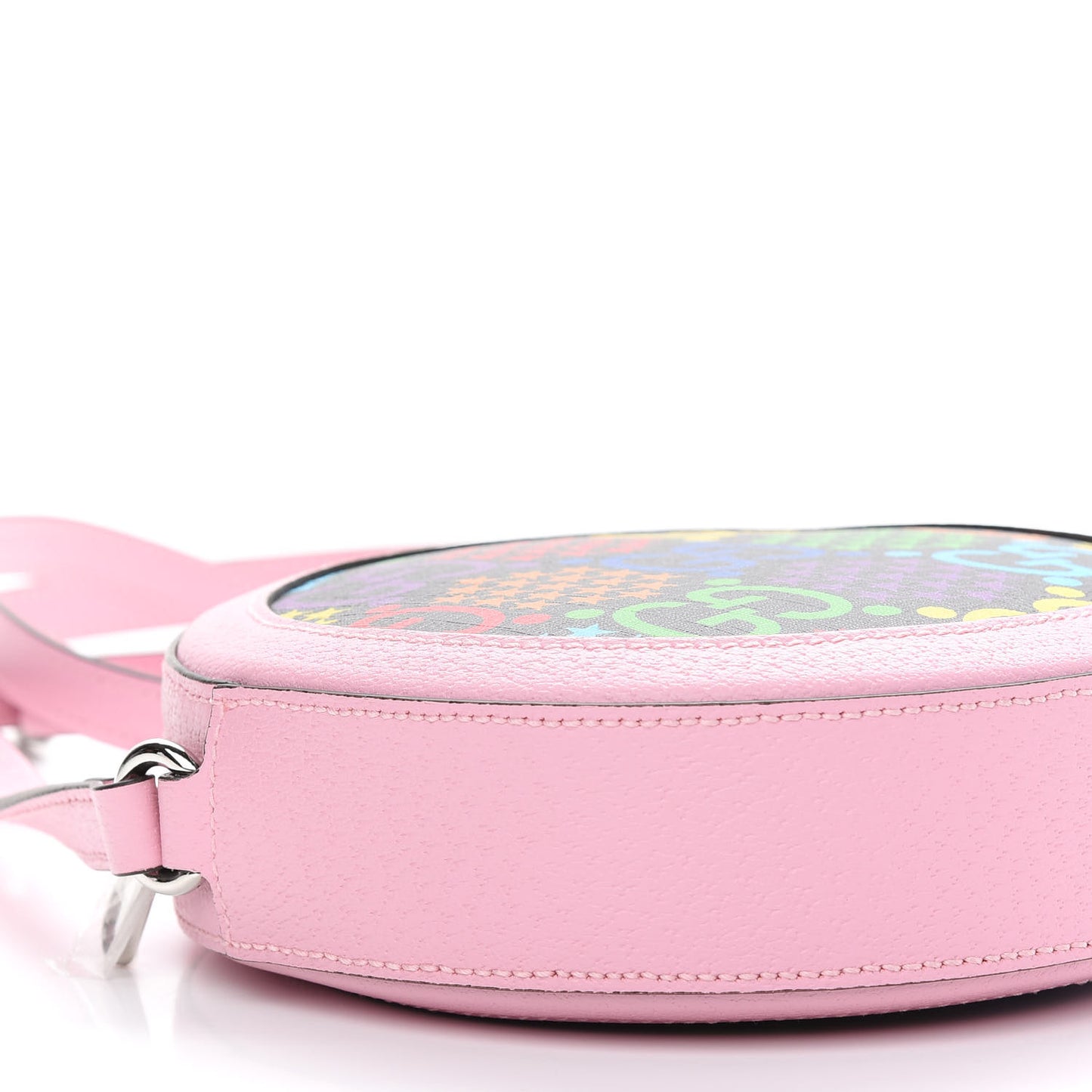 GG Supreme Monogram Psychedelic Round Shoulder Bag Black Multicolor Sugar Pink