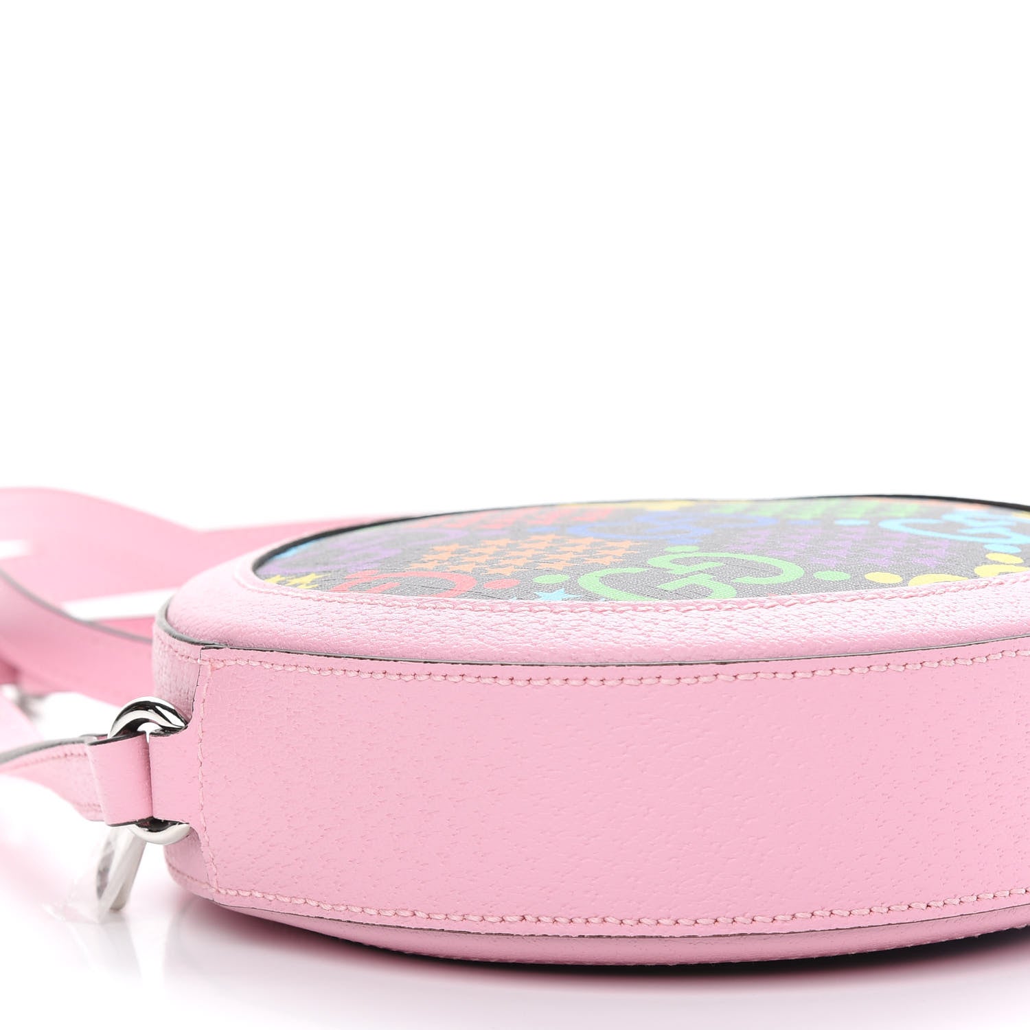 Gucci GG Supreme Monogram Psychedelic Round Shoulder Bag Black Multicolor Sugar Pink 8 of 9