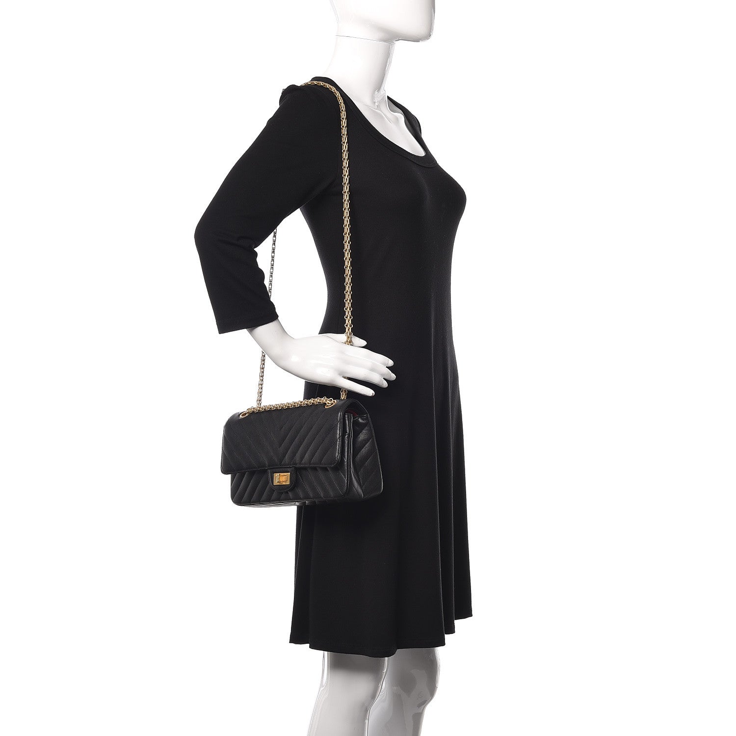 Chanel Sheepskin Chevron Quilted 2.55 Reissue 225 Flap Black 2 of 10