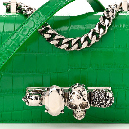 Alexander McQueen Calfskin Crocodile Embossed Knuckle Shoulder Bag Green 7 of 10