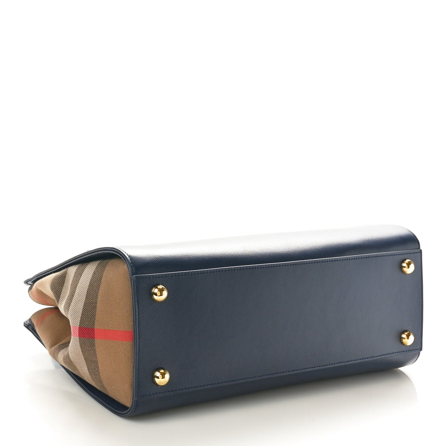 Calfskin Mega Check Small Banwell Tote Dark Canvas Blue