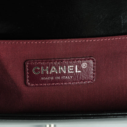 Chanel Glazed Calfskin Quilted Medium Boy Chained Flap Black 7 of 8