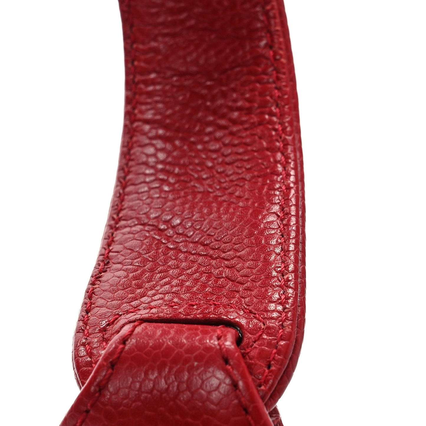 Caviar CC Stitched Small Hobo Red