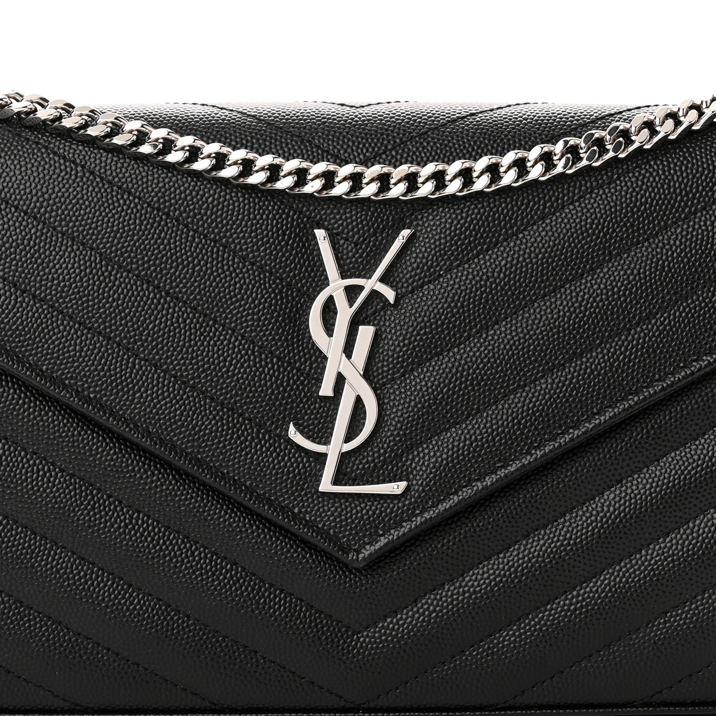 Grain De Poudre Matelasse Chevron Monogram Chain Wallet Black