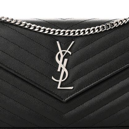 Saint Laurent Grain De Poudre Matelasse Chevron Monogram Chain Wallet Black 7 of 10