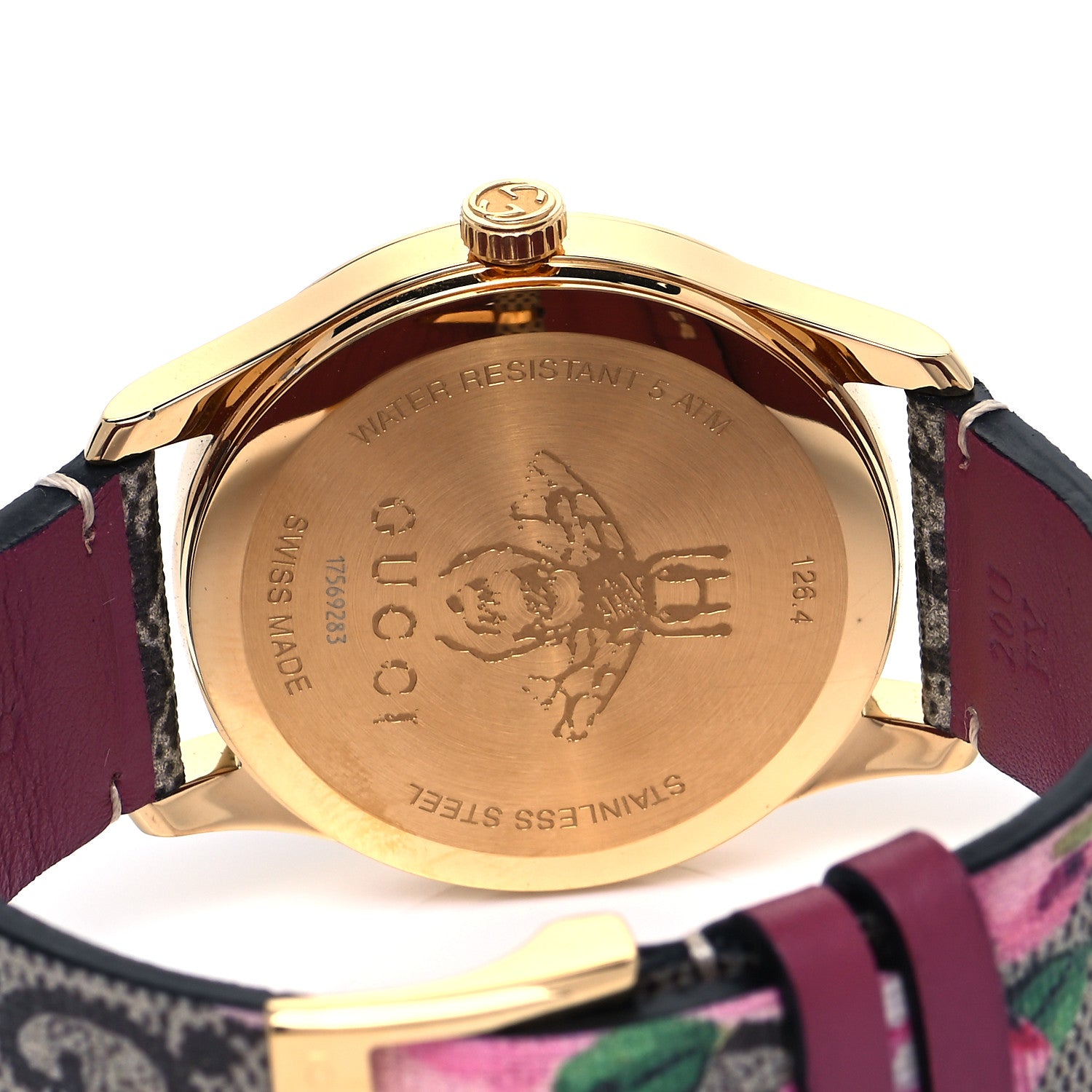 Gucci Stainless Steel Canvas 38mm G-Timeless Supreme GG Blooms Quartz Watch Brown 4 of 5