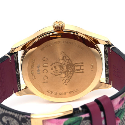 Gucci Stainless Steel Canvas 38mm G-Timeless Supreme GG Blooms Quartz Watch Brown 4 of 5