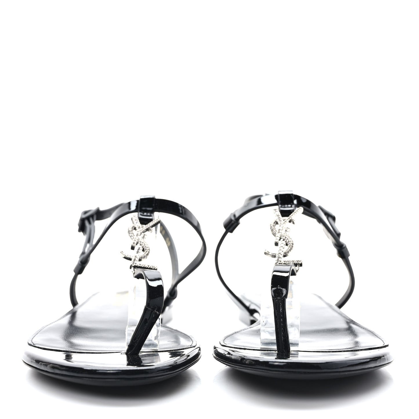 Calfskin Cassandra Monogram Sandals 39 Black
