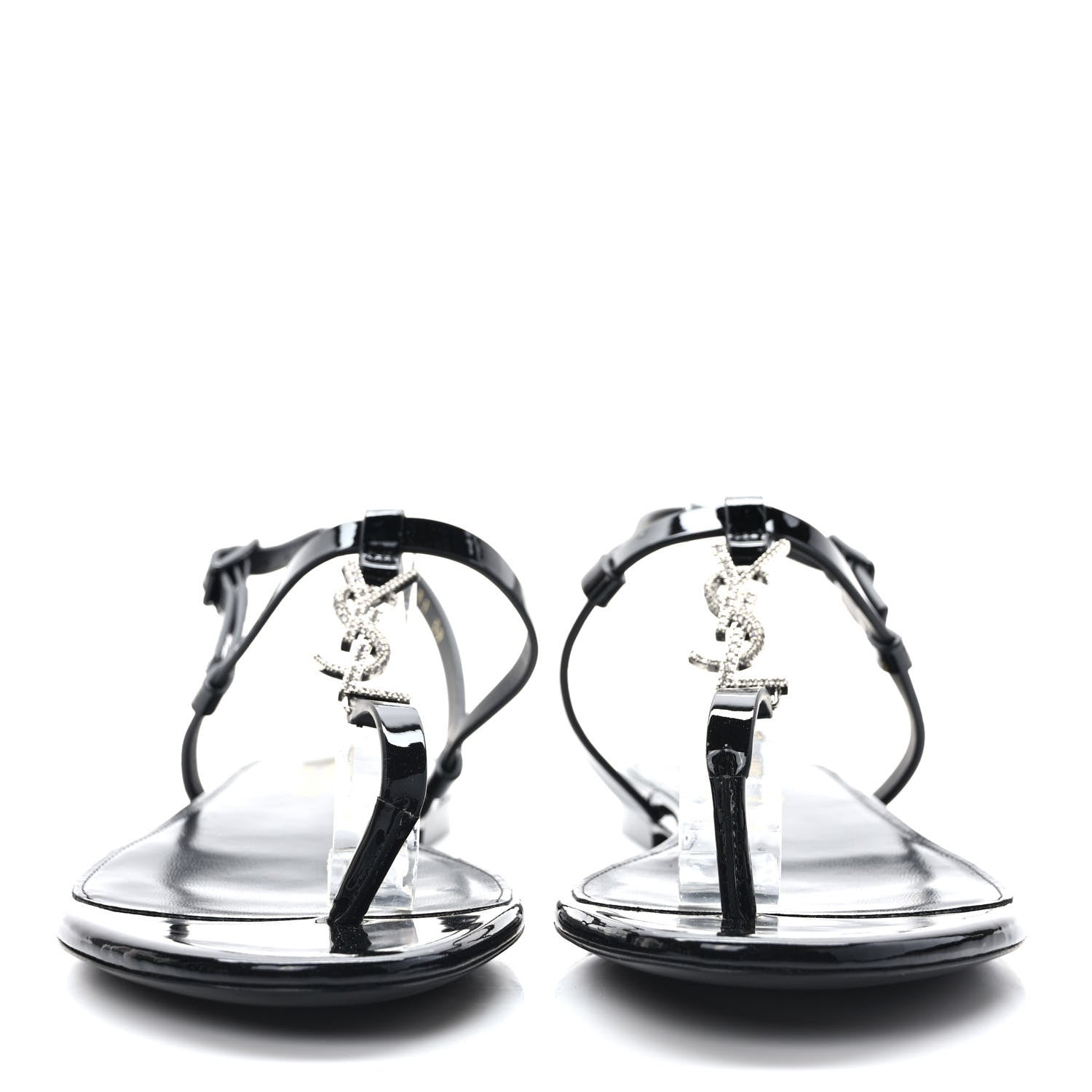 Saint Laurent Calfskin Cassandra Monogram Sandals 39 Black 2 of 8