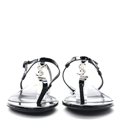 Saint Laurent Calfskin Cassandra Monogram Sandals 39 Black 2 of 8