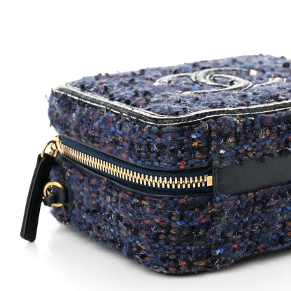 Chanel Tweed Snakeskin Quilted Small CC Filigree Vanity Case Navy Multicolor 9 of 10