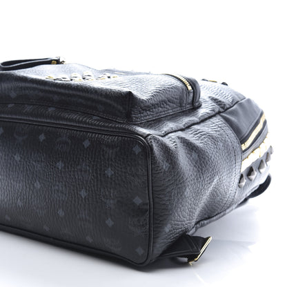 MCM Visetos Studded Colorblock Medium Stark Brock Backpack Black 7 of 8