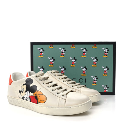 Gucci X DISNEY Miro Soft Calfskin Mickey Mouse Print Womens Ace Sneakers 37.5 Ivory Deep Orange 11 of 11