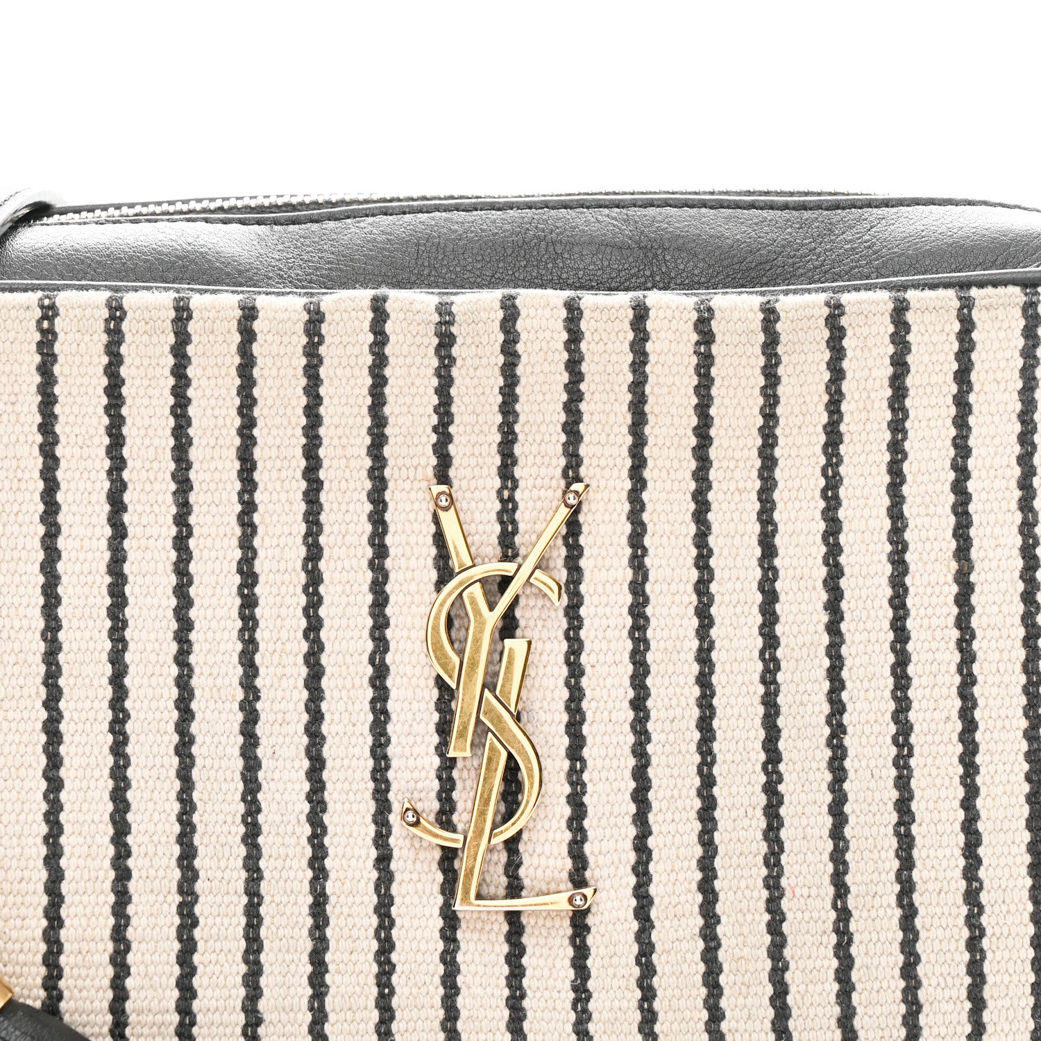 Saint Laurent Canvas Calfskin Monogram Lou Camera Bag Black Grey Cream 8 of 12