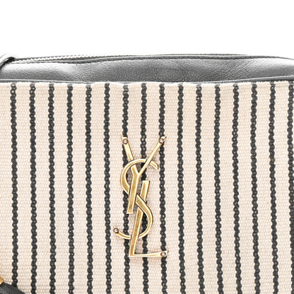 Saint Laurent Canvas Calfskin Monogram Lou Camera Bag Black Grey Cream 8 of 12