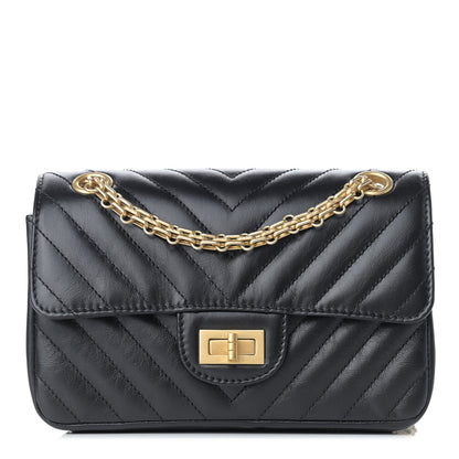 Chanel Aged Calfskin Chevron Quilted 2.55 Reissue Mini Flap Black 1 of 10