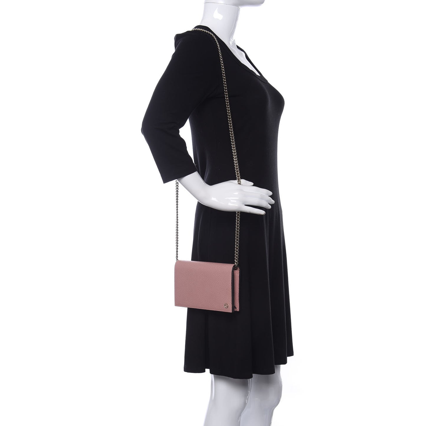 Dollar Calfskin Medium Betty Chain Wallet Soft Pink