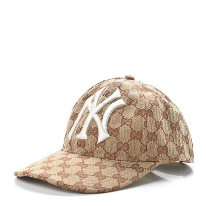 Gucci X MLB Monogram NY Yankees Baseball Hat 55-59 Beige Ruggine 1 of 9