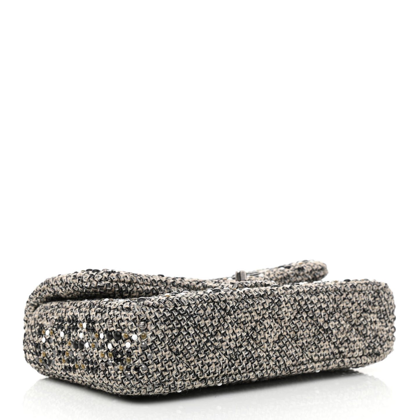 Crystal Tweed Quilted Medium Single Flap Black
