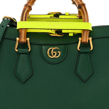 Gucci Wonka Grain Calfskin Small Diana Tote Bag Green Yellow Fluo 8 of 11