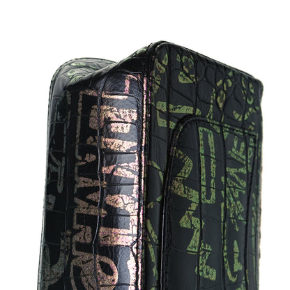 Chanel Calfskin Crocodile Embossed Graffiti 2.55 Mini Cocodile Reissue Flap Black Pink 13 of 15