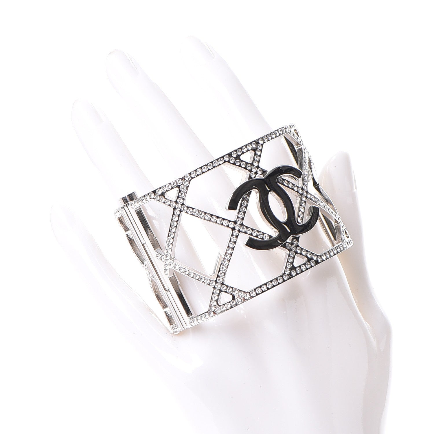 Chanel Crystal CC Cuff Silver 2 of 7