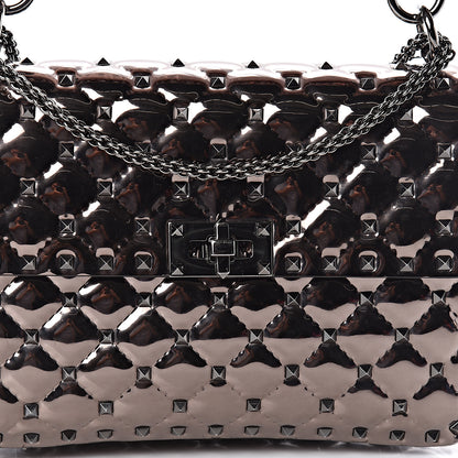 Valentino Garavani Metallic Patent Medium Rockstud Spike Shoulder Bag Rutenio 9 of 9