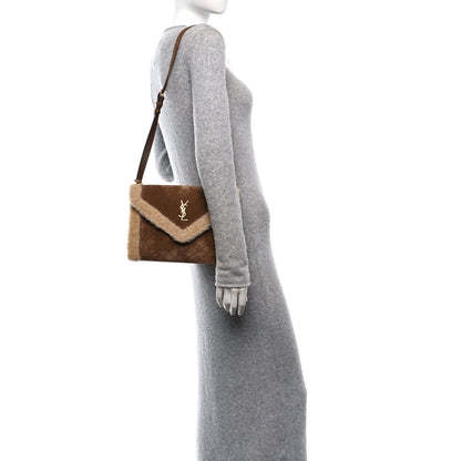 Saint Laurent Nubuck Shearling Quilted Medium Gaby Satchel Natural Tan 2 of 10