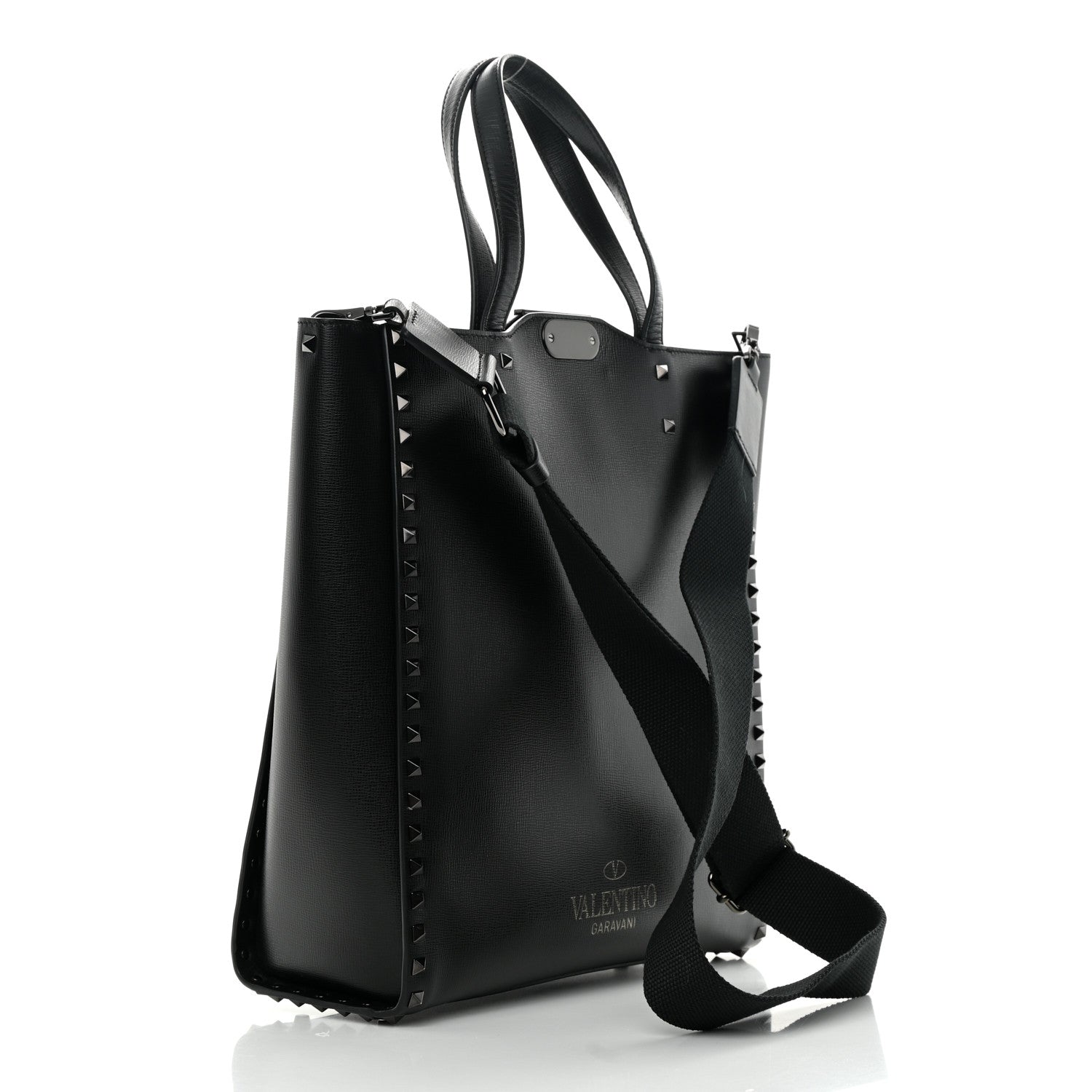 Valentino Garavani Grainy Calfskin Rockstud Alcove Tote Black 3 of 12