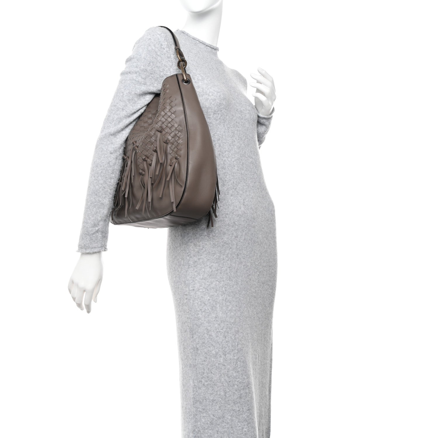 Bottega Veneta Nappa Intrecciato Fringe Large Brio Loop Hobo Brown 2 of 11