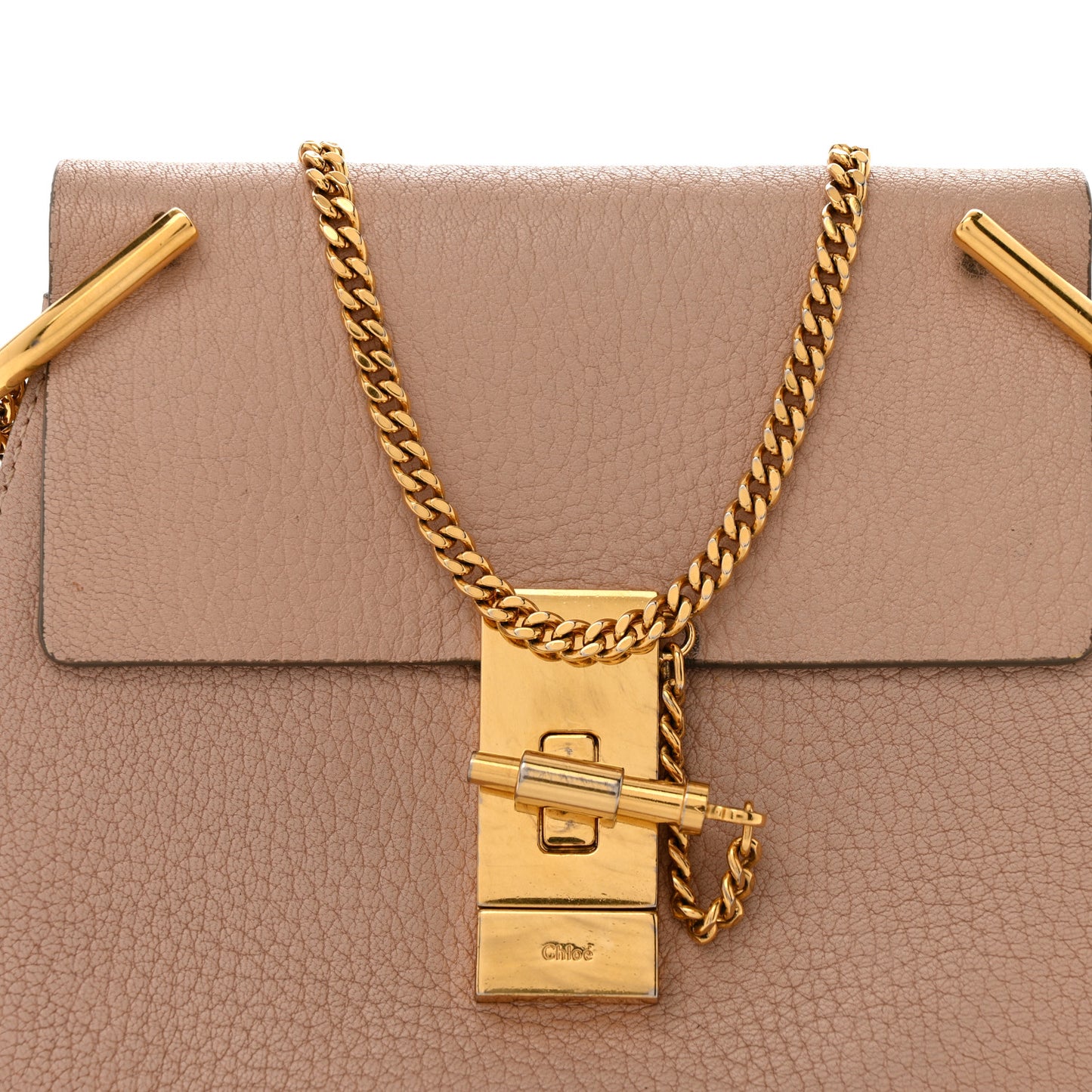 Grained Lambskin Mini Drew Shoulder Bag Cement Pink