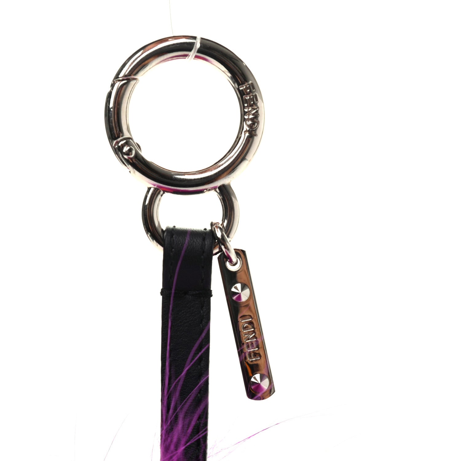Fendi Fox Mink Goat Fur Oret Monster Bag Bug Charm Orchid Black 3 of 4