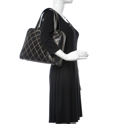 Chanel Calfskin Wild Stitch Top Handle Bag Black 2 of 21