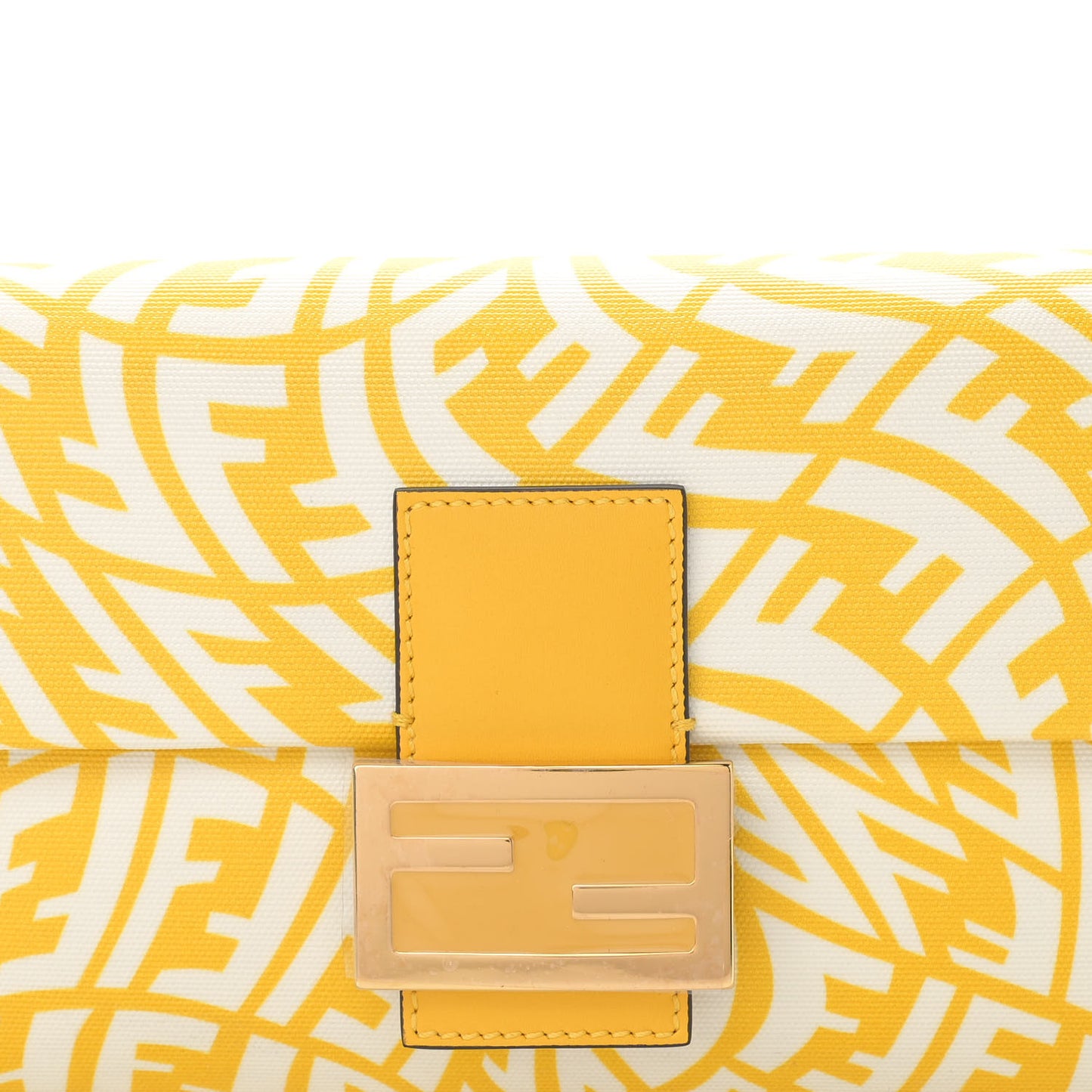 X SARAH COLEMAN Glazed Canvas Vitello King FF Vertigo Baguette 1997 Mimosa White