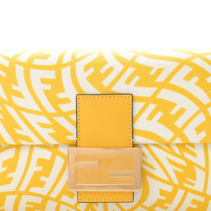 Fendi X SARAH COLEMAN Glazed Canvas Vitello King FF Vertigo Baguette 1997 Mimosa White 10 of 10