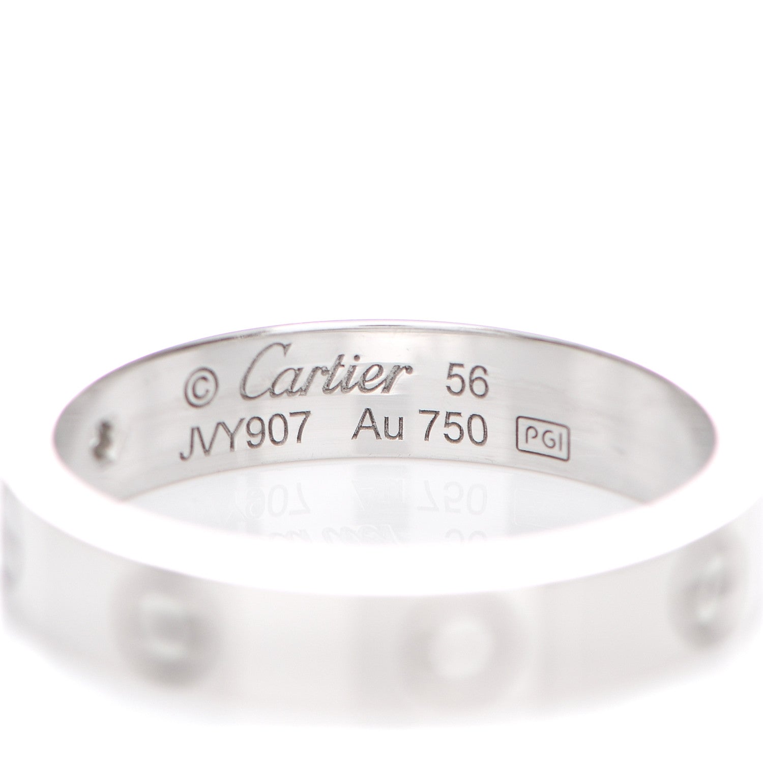 Cartier 18K White Gold Diamond 4mm LOVE Wedding Band Ring 56 7.5 4 of 5