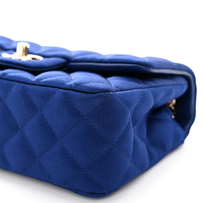 Chanel Satin Quilted Mini Rectangular Flap Blue 10 of 11