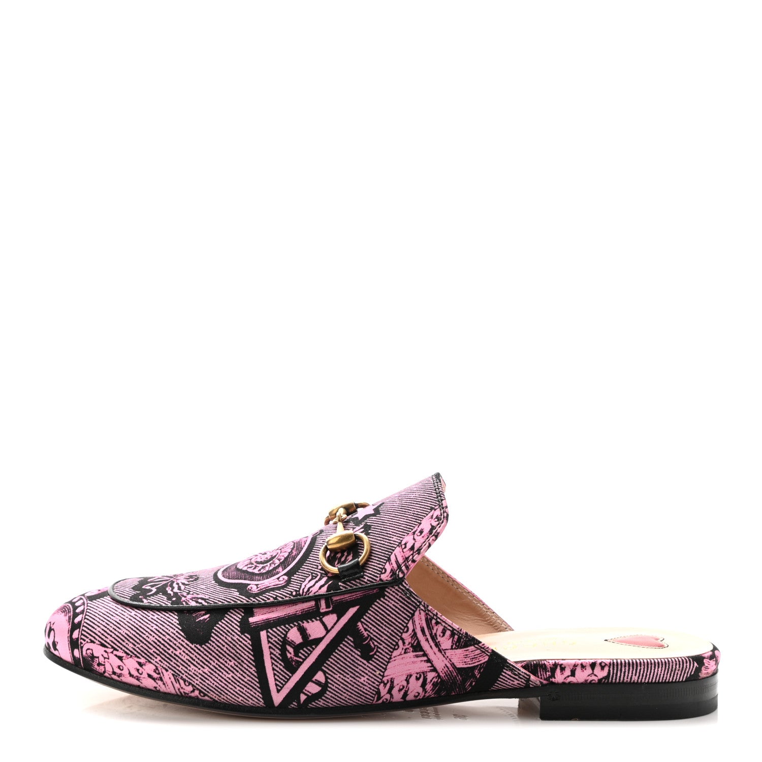 Gucci Silk Satin Saint Romain Womens Princetown Slippers 36 Pink Black 1 of 8