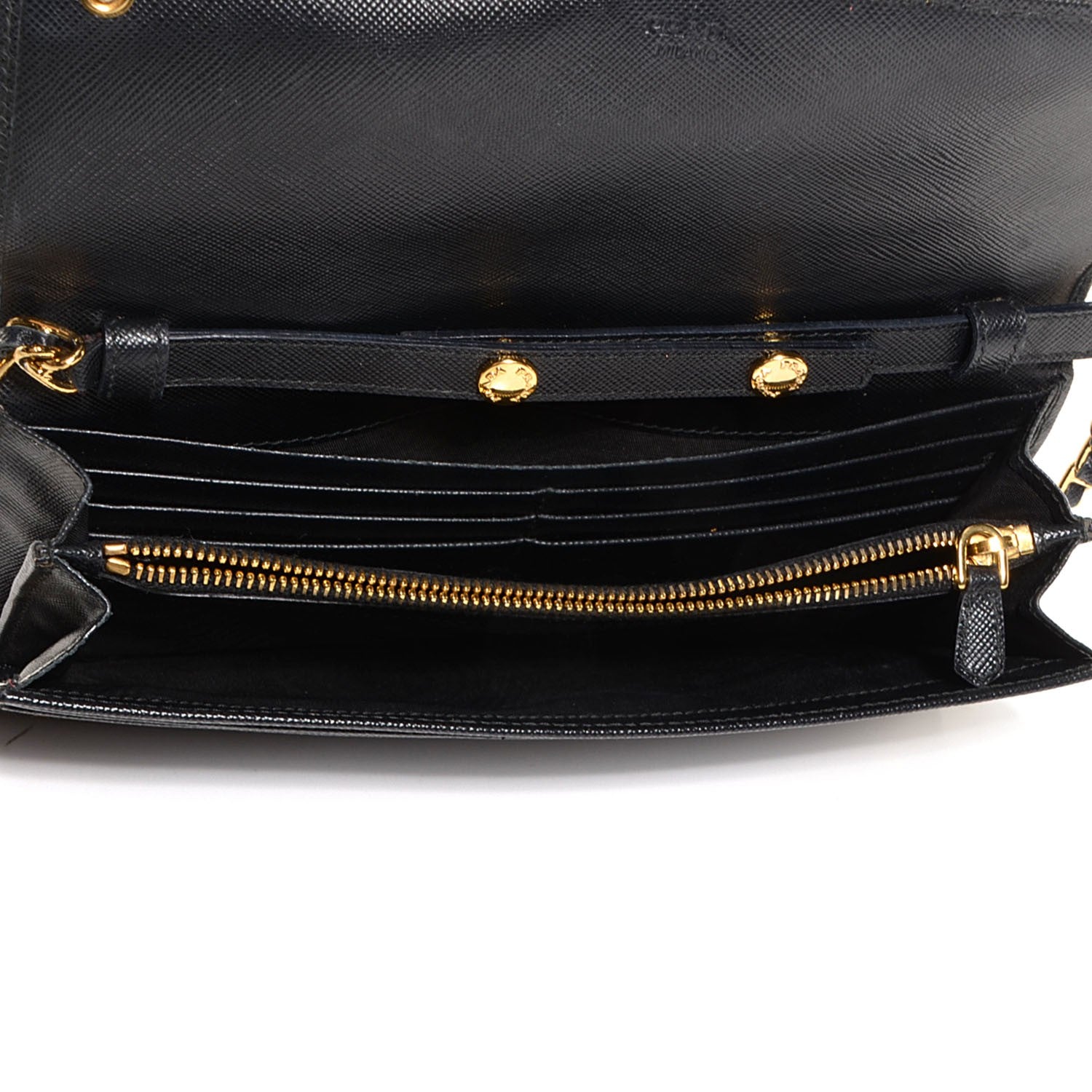 Prada Saffiano Metal Oro Chain Nero Black 5 of 8