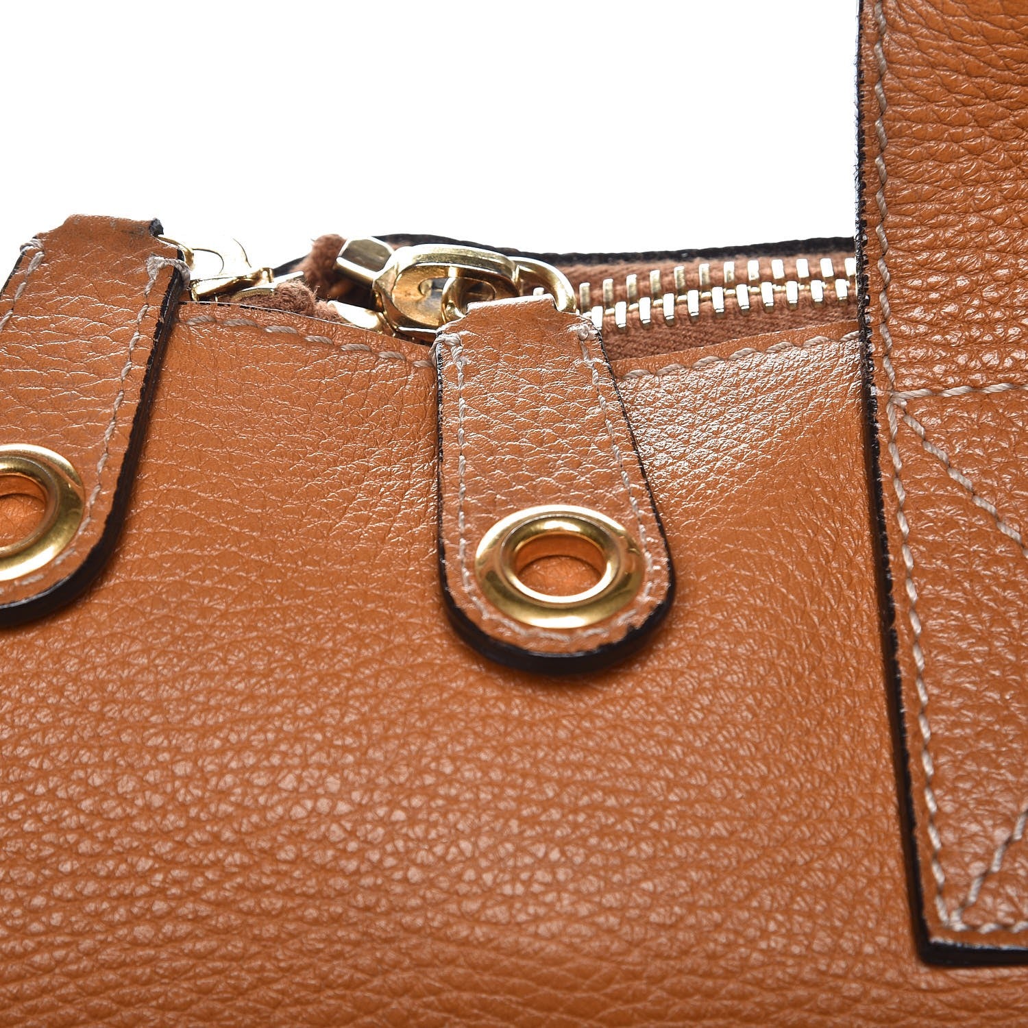 Alexander McQueen Pebbled Calfskin Skull Padlock Zip Tote Cognac 16 of 19