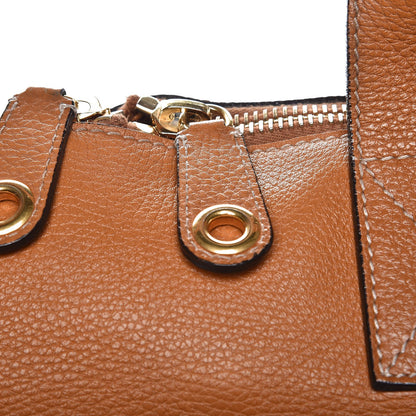 Alexander McQueen Pebbled Calfskin Skull Padlock Zip Tote Cognac 16 of 19