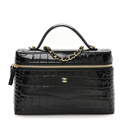 Chanel Calfskin Crocodile Embossed Crococo Exoticoco Vanity With Chain Black 1 of 11