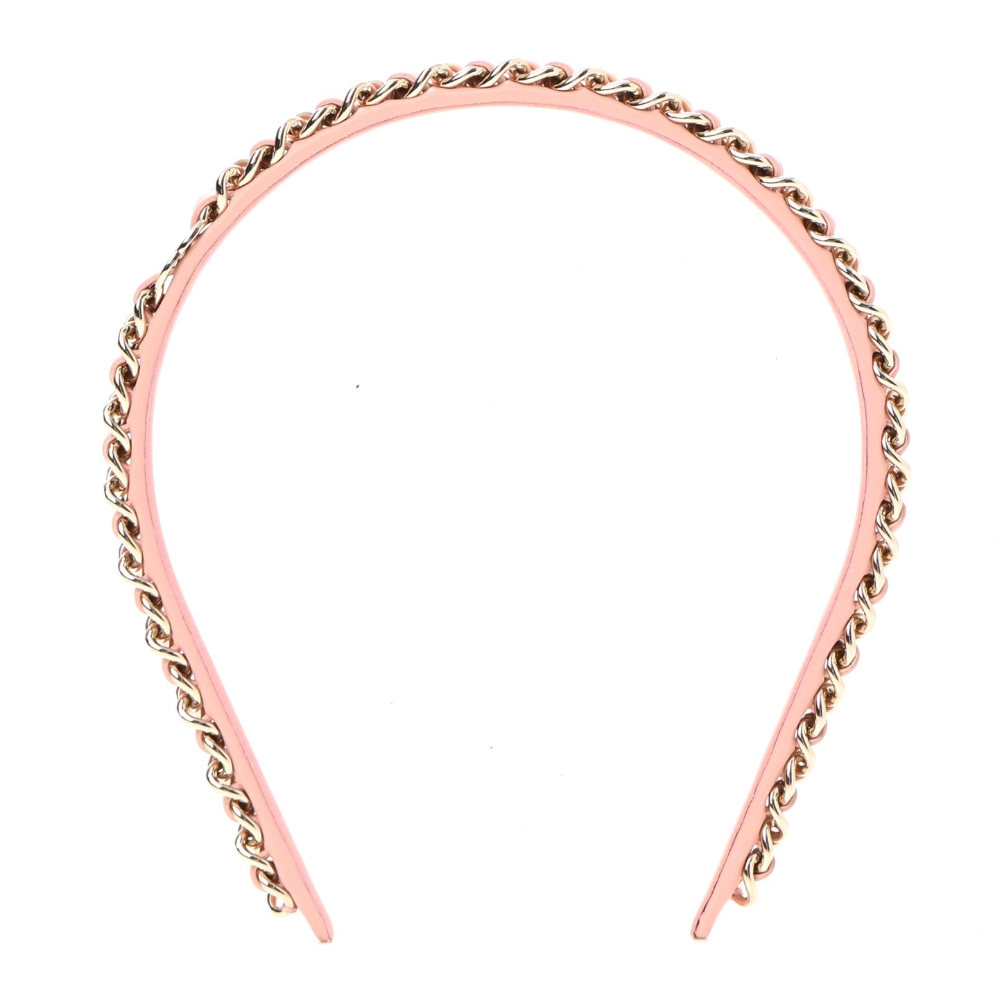 Metal Lambskin CC Turnlock Chain Headband Gold Pink