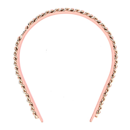 Chanel Metal Lambskin CC Turnlock Chain Headband Gold Pink 1 of 5
